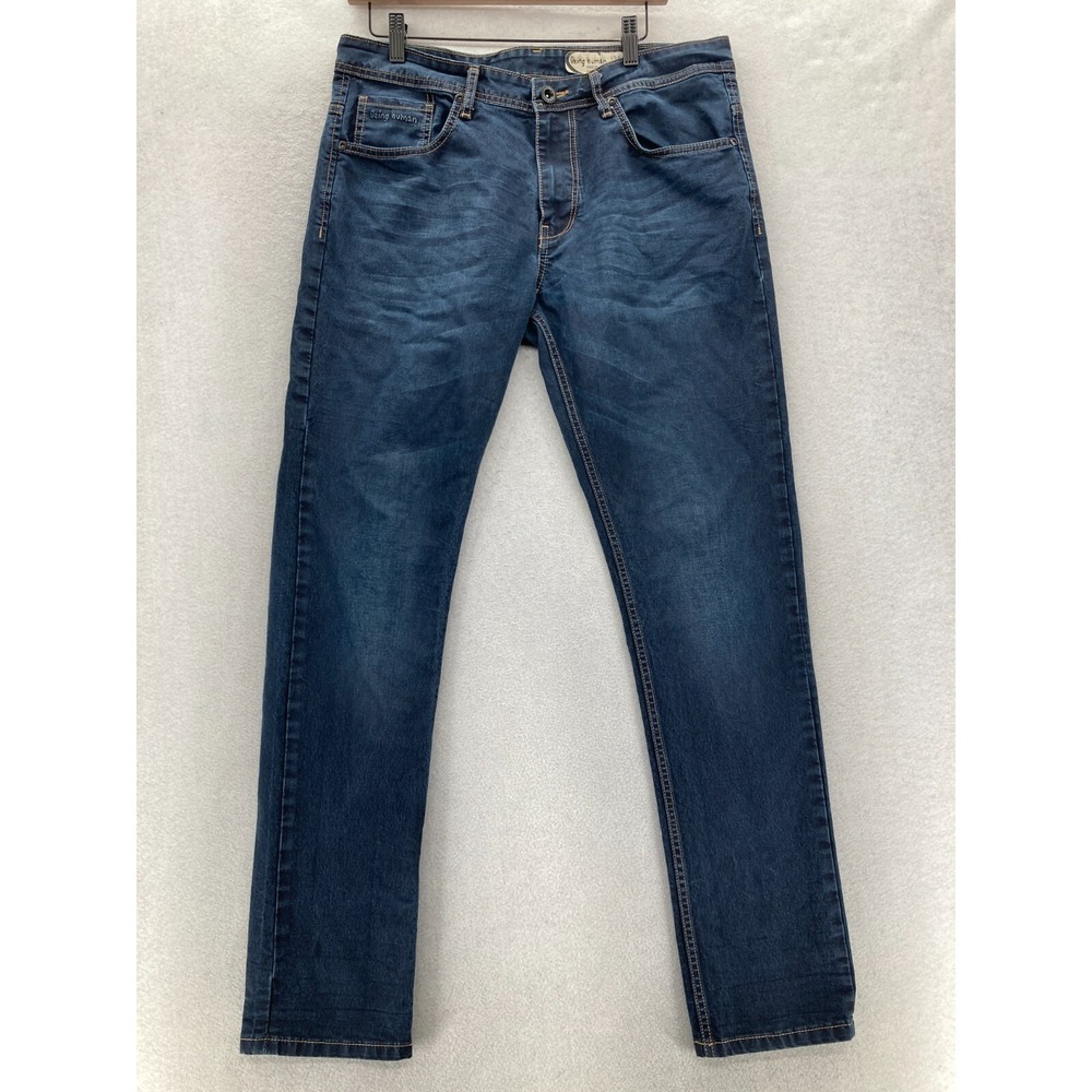 Being Human Slim Straight Jeans Mens 36x32 Dark Wash Blue Stretch Denim Casual